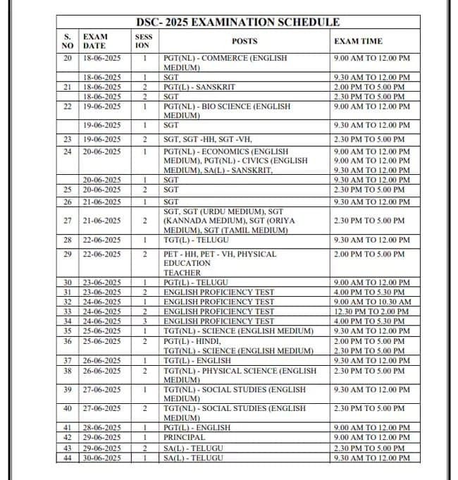 AP DSC 2025 Exam Schedule AP DSC 2025 Exam Schedule